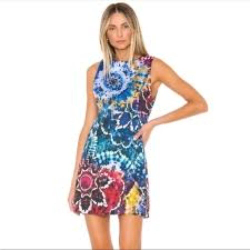 Alice + Olivia Multicolor Tie-Dye Midi Dress